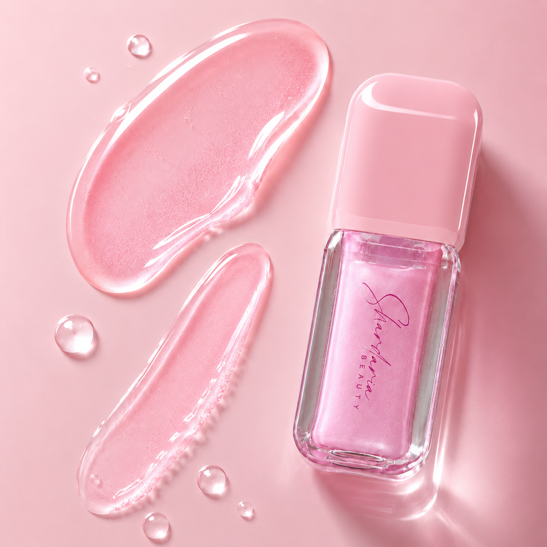 Rosy Glow Lip Gloss von Shardaria Beauty in einer rosafarbenen Nuance.