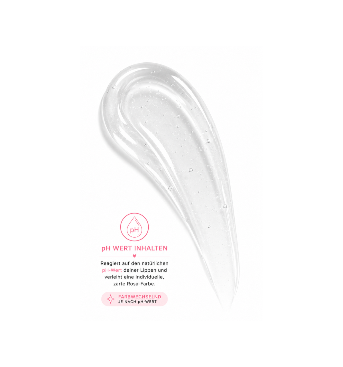 Crystal Kiss pH-reaktiver Lip Gloss von Shardaria Beauty mit transparentem Gloss-Swatch